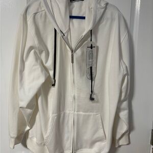Hoodiebuddie White Zip-Up Hoodie with Built-In Headphones